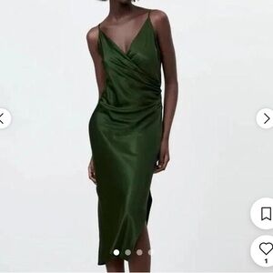 Zara Green Wrap Silk dress